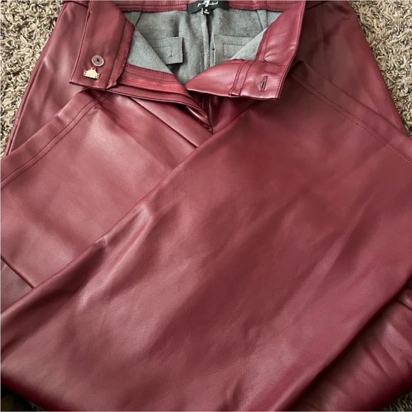 7 For All Mankind Maroon Faux Leather Wide-Leg Pants - Picture 5 of 7